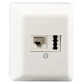 Rutenbeck 13311101 UAE/TAE-Anschlussdose 2-fach, Aufputz 2 x 6-polig, 2 x 6 Schraubkontakte reinweiß