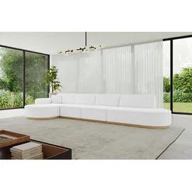altdecor Ecksofa, Ottomane Links MARI-L3-v2 - 413x171x83 cm Weiß Bouclé