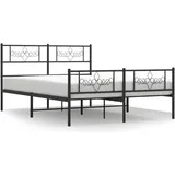 vidaXL Bettgestell mit Kopf- und Fußteil Metall Schwarz 140x190 cm