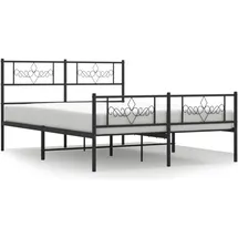 vidaXL Bettgestell mit Kopf- und Fußteil Metall Schwarz 140x190 cm