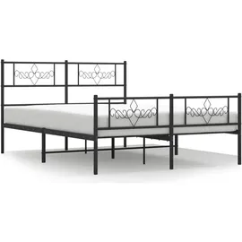 vidaXL Bettgestell mit Kopf- und Fußteil Metall Schwarz 140x190 cm