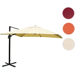 Gastronomie-Ampelschirm HWC-A96, Sonnenschirm, 3x4m (√ò5m) Polyester/Alu 26kg ~ creme ohne St√§nder