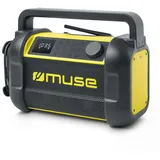 MUSE M-928 BTY Baustellenradio, robust, Staub- und spritzwassergeschützt (IP64), mit Bluetooth und UKW Radio, integriertem Ladegerät und USB-C-Anschluss, schwarz-gelb