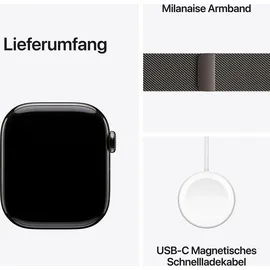 Apple Watch Series 10 GPS + Cellular 46 mm Titangehäuse schiefer Milanaise Armband schiefer M/L