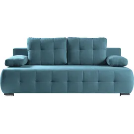 werk2 Schlafsofa WERK2 "Indigo Bettsofa mit Bettkasten, Breite 205cm, hochwertige Verarbeitung", blau (türkis), B:205cm H:90cm T:95cm, 100% Polyester, Sofas, Schlafsofa, 2-Sitzer Sofa und Schlafcouch mit Federkern & Bettkasten