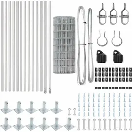 vidaXL Zaun mit Pfosten 0,6 x 25 m Silber/Stahl