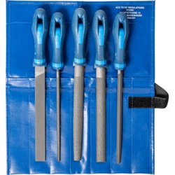 PFERD Werkstattfeilen/-raspel-Set 5-tlg. in Rolltasche 200mm für grobe Zerspanung, Schruppen