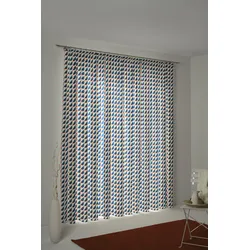 Vorhang ADAM "Circles" Gr. 1, bunt (hellblau, orange, dunkelblau), B:145cm H:145cm, Jacquard, Baumwolle (Bio-Baumwolle), Gardinen, nachhaltig