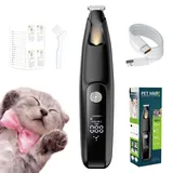 Midslinee Pfotentrimmer für Hunde & Katzen mit LED-Licht und Batterieanzeige, 18 mm Breite Klinge, Neu Extra Leise Hundeschermaschine, Schermaschine Hund für Pfoten, Ohren, Gesicht & Rute (Schwarz)