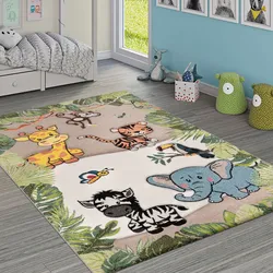 Kinderteppich PACO HOME "Diamond 644" Gr. 5, beige, B:133cm H:18mm L:133cm, Polypropylen (PP), Teppiche, 3D-Design, Motiv Dschungel Tiere, Kinderzimmer, Kundenliebling