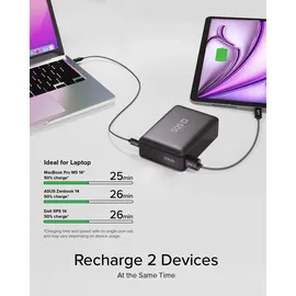 SBS NanoTube Powerbank für Computer, Smartphones, Tablets mit USB-C, und USB-A, Schwarz