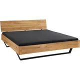 Linea Natura Balkenbett, Wildeiche, Metall, Wildeiche, massiv, 180x220 cm, in verschiedenen Größen erhältlich, Schlafzimmer, Betten, Doppelbetten