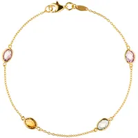 Goldarmband JOBO, gelb (gelbgold 585), Armbänder, Damen, 19cm, Gelbgold 585, Goldarmband, 585 Gold mit Amethyst Blautopas Citrin