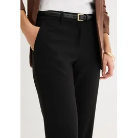 bonprix Anzughose BONPRIX "Anzugshose", Damen, Gr. 42, K-Gr, schwarz (schwarz (länge: kurz)), Obermaterial: 76% Polyester, Viskose, 2% Elasthan, slim fit, Hosen Anzughose, aus Polyester, Viskose und Elasthan, schmale Passform