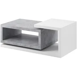 Lomadox - Couchtisch Bexley-83 In Beton Optik Mit Absetzungen In Weiß, B/h/t: Ca. 120/40/60 Cm