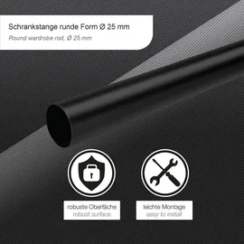 SOTech Schrankstange Rund Ø25 mm 1160 mm Schwarz