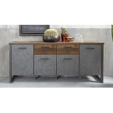 trendteam Sideboard Prime Old Wood Dekor - Matera Dekor - B 207 x 88 x 42 cm - 4 Türen - 2 Schubladen