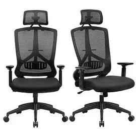 Songmics Bürostuhl, Verstellbare Lendenstütze schwarz,