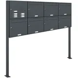AL Briefkastensysteme 7er Premium Standbriefkasten Anthrazit inkl. Zeitungsfach