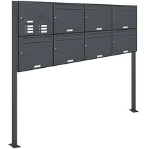 AL Briefkastensysteme 7er Premium Standbriefkasten Anthrazit inkl. Zeitungsfach