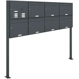 AL Briefkastensysteme 7er Premium Standbriefkasten Anthrazit inkl. Zeitungsfach