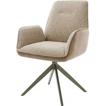 DeLife Drehstuhl Zoa-Flex Materialmix Schlamm Kreuzgestell breit Effektfinish Titan 360° drehbar Wippfunktion Taschenfederkern, Esszimmerstühle