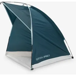 Schutzzelt Stangenaufbau Camping - Arpenaz für 1 Person, beige|blau|grün, EINHEITSGRÖSSE