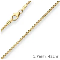 Schmuck Krone Goldkette 1,7mm Zopfkette aus 333 Gelbgold 42cm, Gold 333 goldfarben