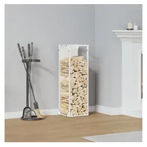 vidaXL Kaminholzregal Kaltgewalzter Stahl 25 x 25 x 80 cm Weiß
