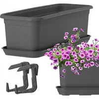 Kadax Blumenkasten mit Untersetzer und Griffen, 40 cm, Anthrazit