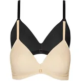 LISCA Schalen-BH "2er Pack Schalen BH ohne Bügel Laura", Damen, Gr. 75, Cup A, bunt (schwarz, vanilla cream), Stoff, Obermaterial: 75% Polyamid PA. 25% Elasthan EL., BHs Schalen-BH