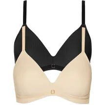 LISCA Schalen-BH "2er Pack Schalen BH ohne Bügel Laura", Damen, Gr. 75, Cup A, bunt (schwarz, vanilla cream), Stoff, Obermaterial: 75% Polyamid PA. 25% Elasthan EL., BHs Schalen-BH