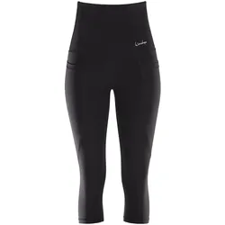 Leggings WINSHAPE "3⁄4-Functional Comfort HWL215C", Damen, Gr. XXL, Normalgrößen, schwarz, 85% Polyester, 15% Elasthan, Hosen, High Waist mit praktischen Taschen