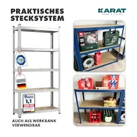 Karat Schwerlastregal Odin 2er Set Traglast bis 875 kg Schwarz 200 x 100 x 50 cm