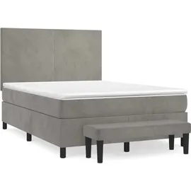vidaXL Boxspringbett 140 x 200 cm Hellgrau