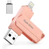 USB Stick für iPhone 256GB MFi Zertifiziert 3 in 1 USB 3.0 Lightning External Memory Type C Photostick Speicherstick für iPhone/iPad/iOS/Android/Mac/PC - Externe Speicher (Rosa)