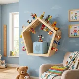 BABY VIVO Kinderregal Fünfeck aus Holz für Toniebox mit magnetischer Aufbewahrung für über 68 Tonies