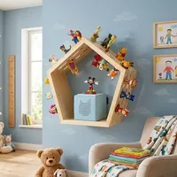 BABY VIVO Kinderregal Fünfeck aus Holz für Toniebox mit magnetischer Aufbewahrung für über 68 Tonies