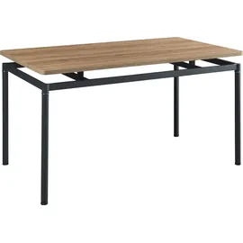 [en.casa] Essgruppe 'Hemnes' 5-teilig 1 Tisch mit 4 Stühlen Textilbezug Stahlbeine Hellbraun - Hellbraun