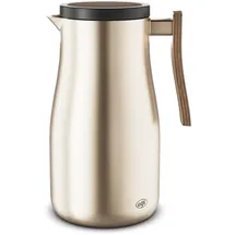 Alfi STUDIO Allure, champagner gold mit Holz-Elementen, Isolierkanne aus doppelwandigem Edelstahl, Thermoskanne hält warm, kalt, Drehverschluss, Öffnung groß, BPA-frei,
