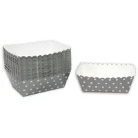 Frau WUNDERVoll® Kuchen Backformen 48 Stück, grau, weiße Punkte/Mini Kuchenform Backformen, Backförmchen, Muffin Backform, Papierbackform, Förmchen Papier Kastenform Einweg