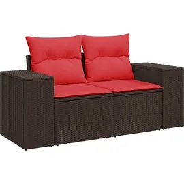 vidaXL Gartensofa-Set mit Kissen, braun, Polyrattan