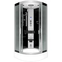 AcquaVapore Duschkabine Komplettdusche mit Schiebetür 90 x 90 cm Schwarz Sicherheitsglas D46-53M1