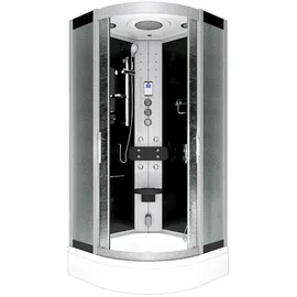 AcquaVapore Duschkabine Komplettdusche mit Schiebetür 90 x 90 cm Schwarz Sicherheitsglas D46-53M1