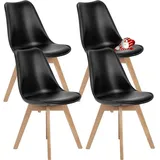 DUMOS Esszimmerstuhl Pu-Leder Gepolstert küchenstühl, esszimmerstühl 4er set, 4-teiliges Set schwarz