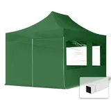TOOLPORT Faltpavillon Economy 3 x 4,5 m inkl. 4 Seitenteile dunkelgrün 59047