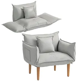 Homcom Sessel, Loungesessel mit Kissen, Bodensessel mit Verstellbarer Rückenlehne, Gepolstert Polstersessel