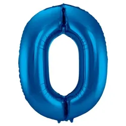 Folat XL Folienballon Zahl 0 in blau, 86 cm, 1 Stück, Helium Ballon (unbefüllt) - Luftballon
