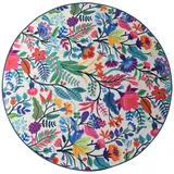 Badteppich weiß und Bunte Blumen