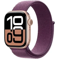 Apple Watch Series 10 (42mm) GPS Aluminium mit Sport Loo (roségold/pflaume)